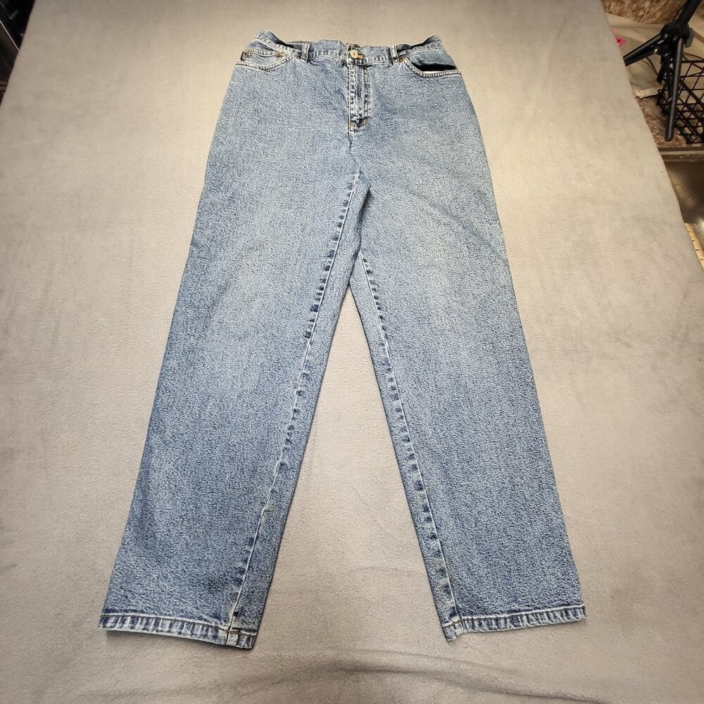 Ralph Lauren Lauren Jean Co Womens 8 Blue Jeans Denim Mom Straight Distressed
